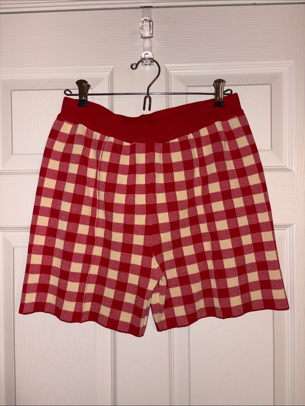 Commense Red Gingham Knit Sleeveless Short Set - Picture 3 of 7